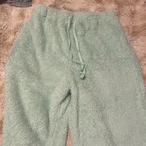 SHEIN Mint Green Fleece Wide Leg Pants